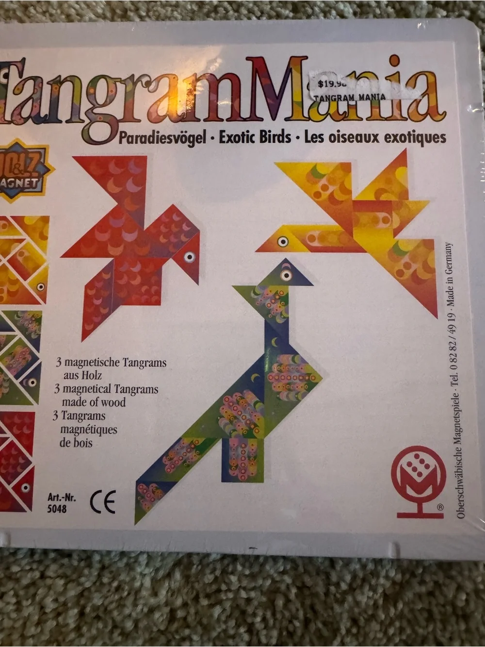 Vintage Tangram Mania Paradiesvogel Magnetic Wooden Puzzle SEALED Germany 5048
